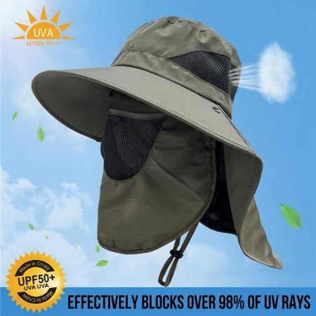 SPH01 Breathable Wide Brim Sun Protection Hat with Detachable Face and Neck Cover