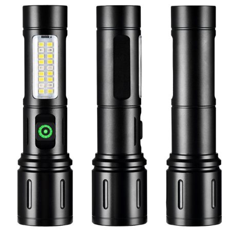 FL03 Rechargeable Telescopic White Laser Flashlight with COB Work Light