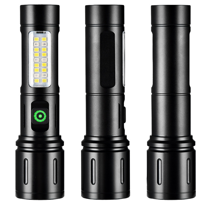 FL03 Rechargeable Telescopic White Laser Flashlight with COB Work Light