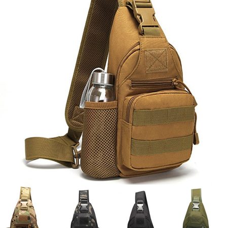 BG61 Tactical Sling Chest Bag with Bottle Pocket, Multi-Zip Storage and Adjustable Crossbody Strap