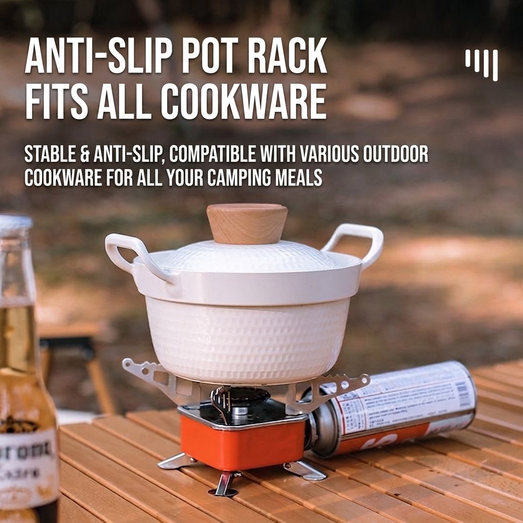 CG02 Portable Mini Square Camping Gas Stove with Folding Pot Support - Image 2