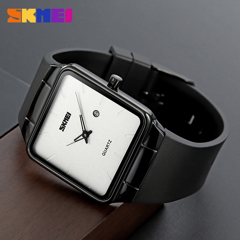 W02 នាឡិកាដៃ Quartz មុខរាងការ៉េ មានប្រអប់បង្ហាញកាលបរិច្ឆេទ និងខ្សែ TPU - Image 2