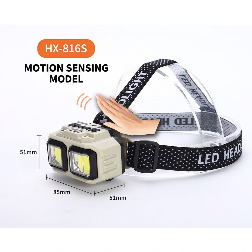 FL13 Rechargeable Motion Sensor Dual LED Headlamp for Outdoor Use