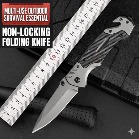 K04 Titanium-Plated 3cr13 Stainless Steel Tactical Folding Knife – 23cm Outdoor Survival & EDC Rescue Tool