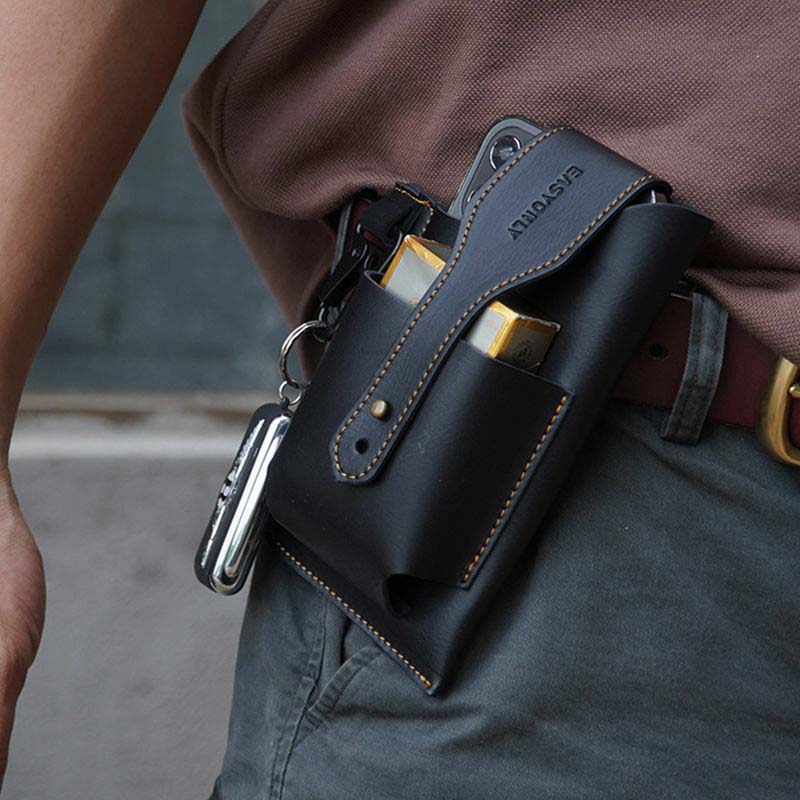 PH02 Retro Belt Phone Holster with Card Pocket and Key Clip - Image 3