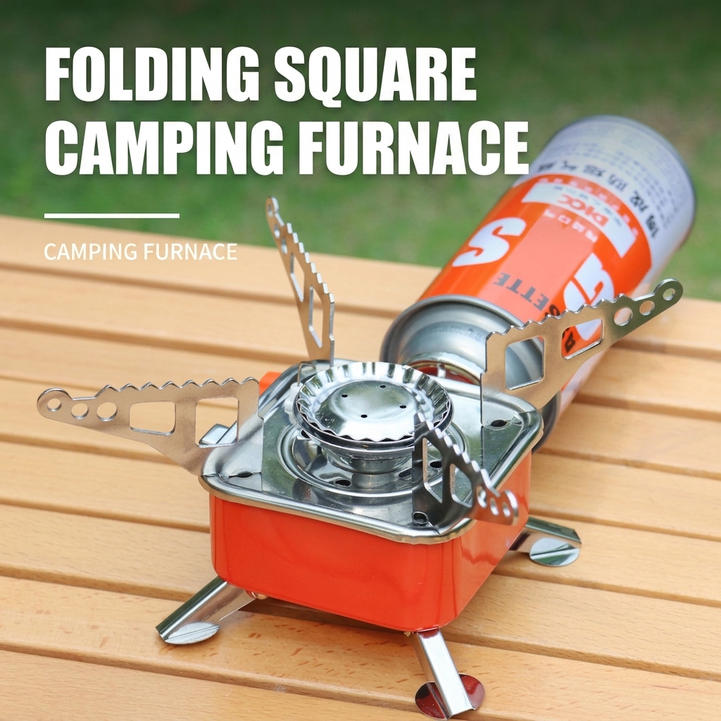 CG02 Portable Mini Square Camping Gas Stove with Folding Pot Support - Image 3