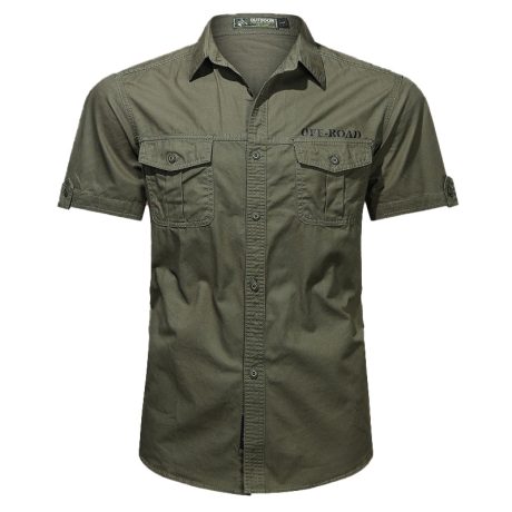 SHS08 Summer Workwear Short-Sleeved Shirt for Men – Loose-Fit Outdoor Cotton Utility Shirt, Non-Iron Casual Workwear Top