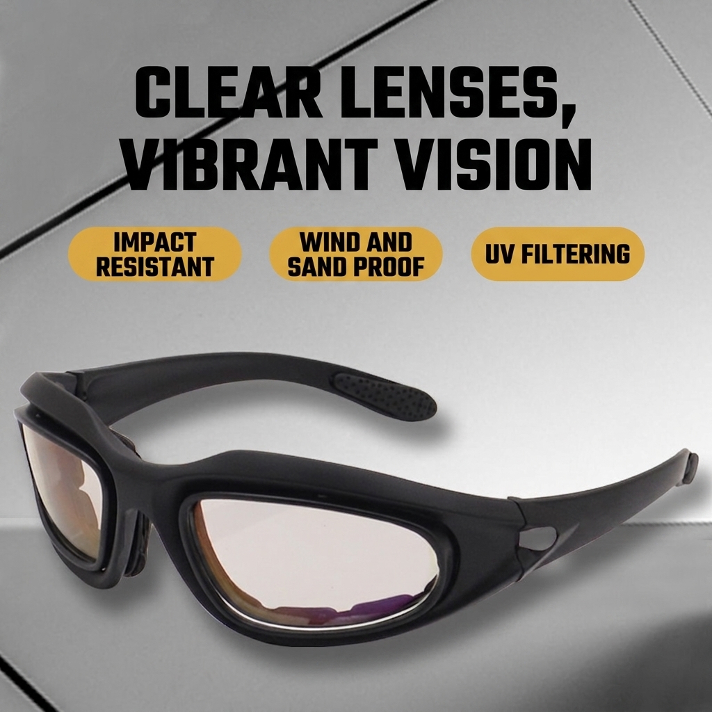 GL23 Retro Tactical Riding Goggles with Sponge Seal and Interchangeable Lenses - Image 3