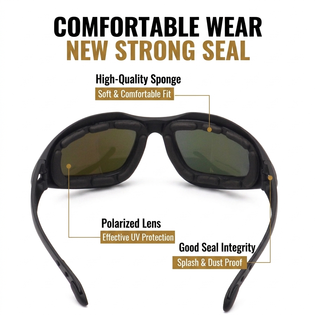 GL23 Retro Tactical Riding Goggles with Sponge Seal and Interchangeable Lenses - Image 4
