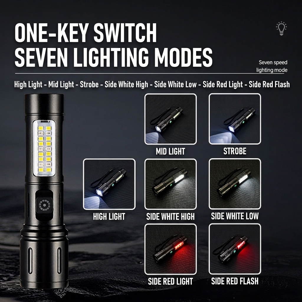 FL03 Rechargeable Telescopic White Laser Flashlight with COB Work Light - Image 4