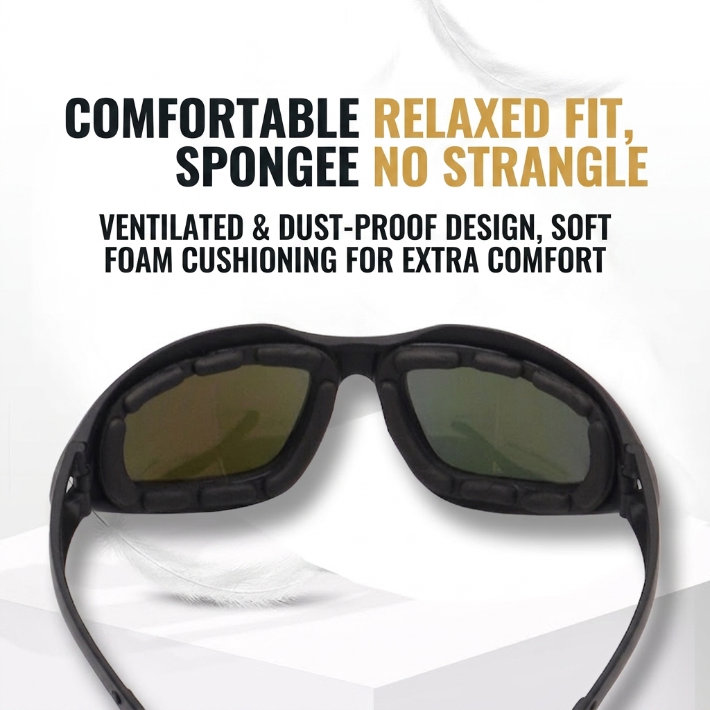 GL23 Retro Tactical Riding Goggles with Sponge Seal and Interchangeable Lenses - Image 6