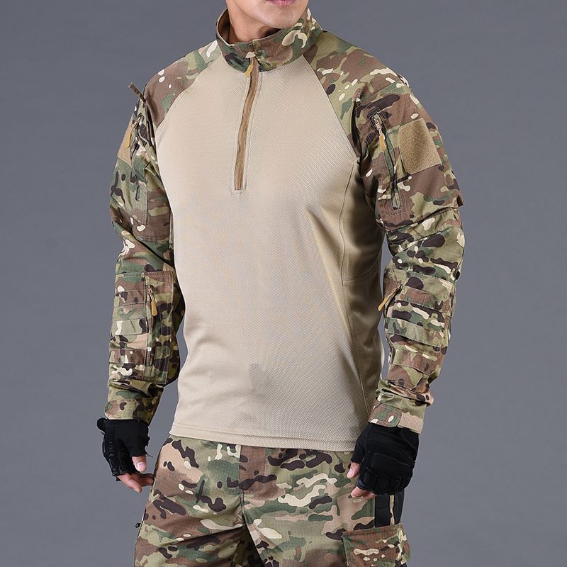 TSL06 Tactical Combat Shirt - Quarter-Zip Long Sleeve Training Top with Sleeve Utility Pockets - Image 3