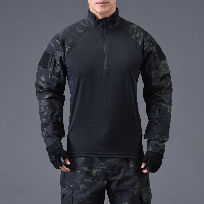 TSL06 Tactical Combat Shirt - Quarter-Zip Long Sleeve Training Top with Sleeve Utility Pockets - Image 4