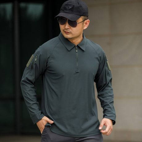 TSL09 Tactical Long-Sleeve Polo Shirt – Quick-Dry Outdoor Performance Top with Sleeve Utility Pocket