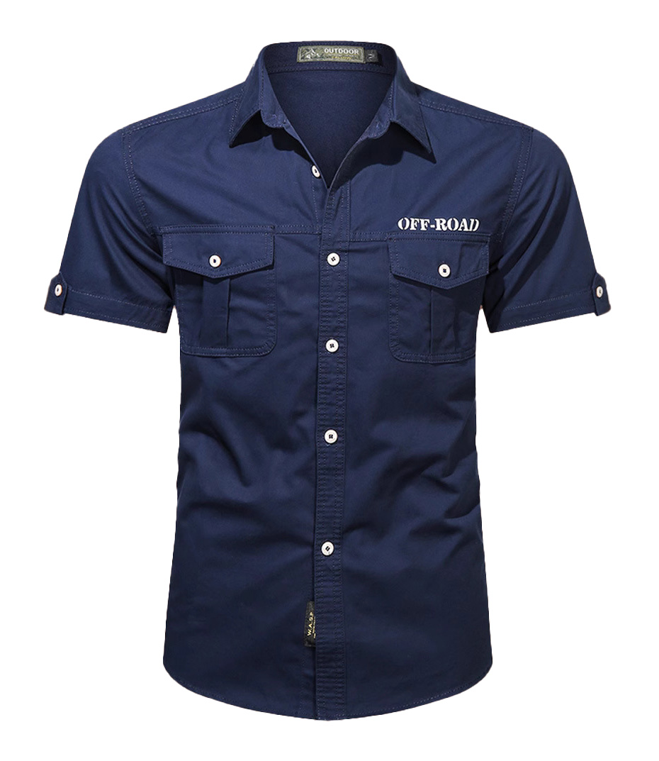 SHS08 Summer Workwear Short-Sleeved Shirt for Men – Loose-Fit Outdoor Cotton Utility Shirt, Non-Iron Casual Workwear Top - Image 2