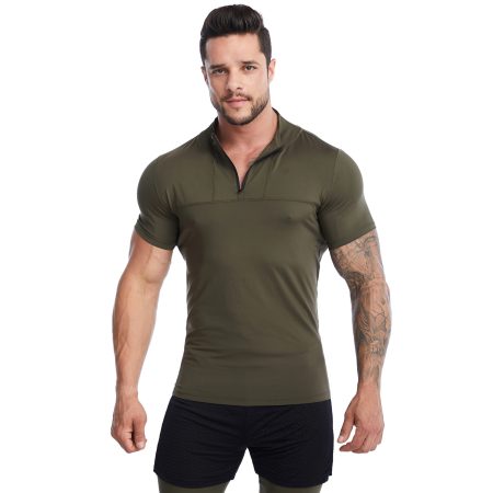 TSS10 Men's Lapel Short-Sleeve Fitness Top – Quick-Drying Breathable Running and Training Polo Shirt