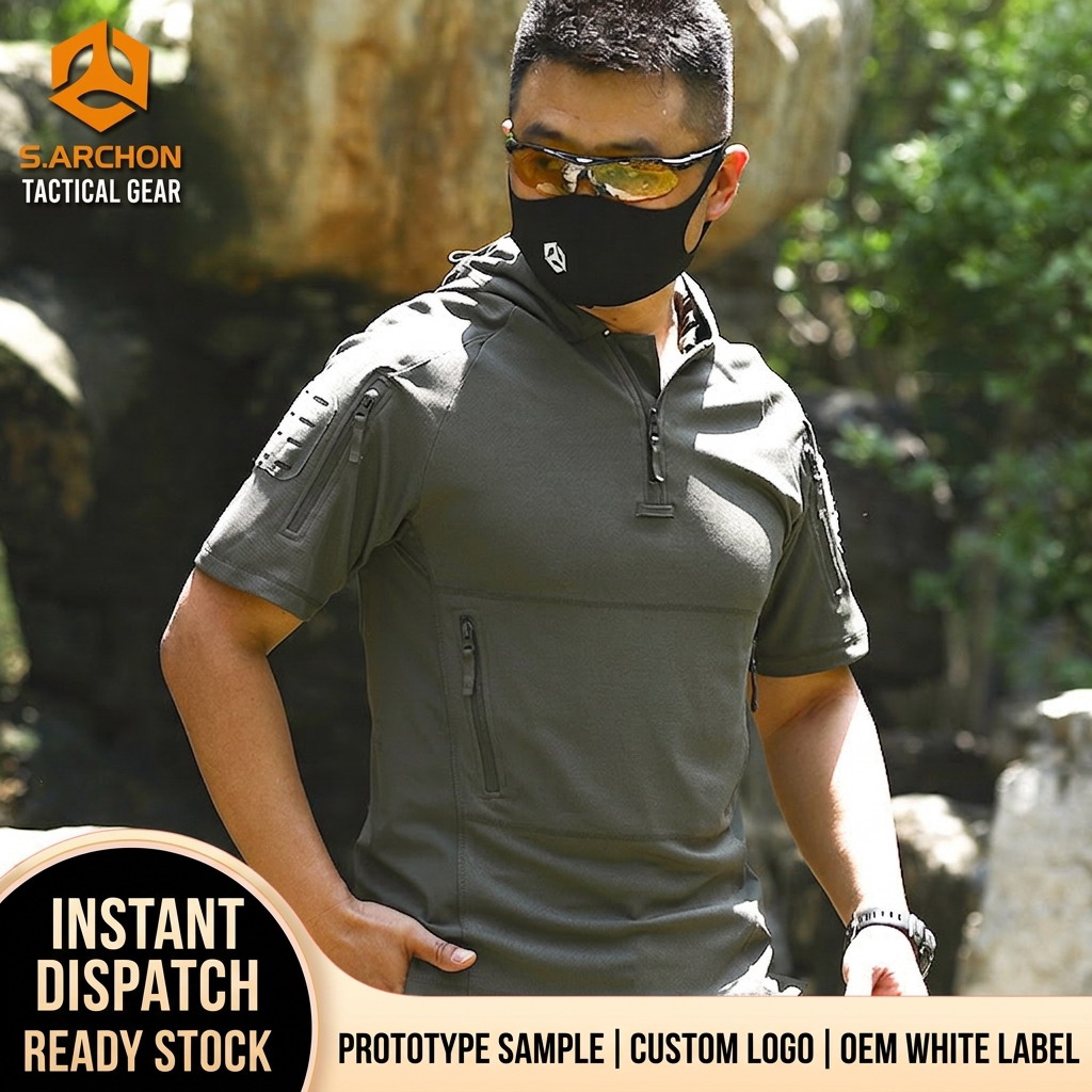 TSS01 Angken Summer Outdoor Hooded Short-Sleeved Men's Lightweight Breathable Quick-Drying Elastic Casual Sports Top