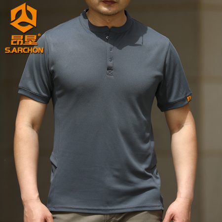 TSS25 Quick-Drying Henley Outdoor T-Shirt – Lightweight Breathable Short Sleeve Performance Top for Training, Hiking, and Everyday Wear