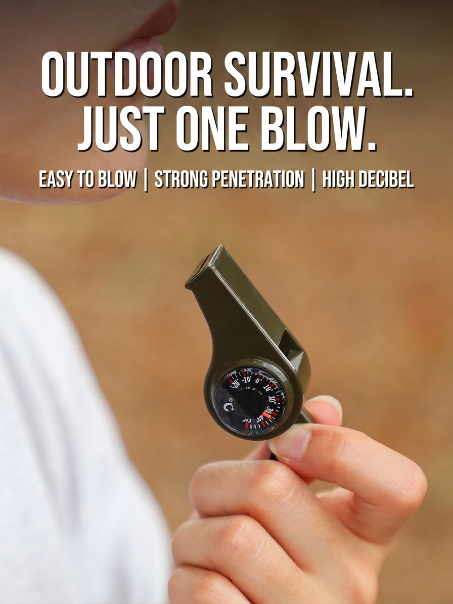 CG07 Three-in-One Outdoor Survival Whistle with Compass, Thermometer and Lanyard - Image 2