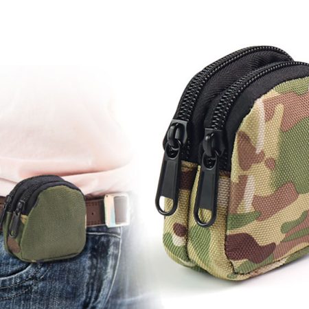 BG46 Canvas Tactical Earphone Pouch – Mini Belt Bag for Coins, Keys, and Small Essentials