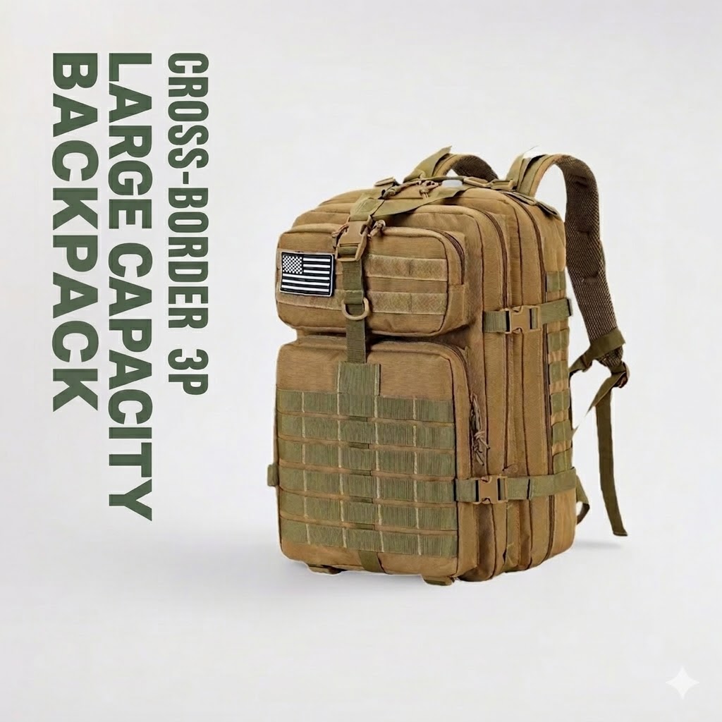BP04 Large Capacity Tactical 3P Assault Backpack for Camping, Hiking and Daily Outdoor Carry