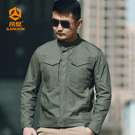 JK05 Angken Three-Proof Outdoor Softshell Tactical Jacket for Men - Water-Repellent, Scratch-Resistant Multi-Pocket Workwear Jacket