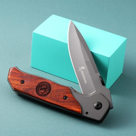 K15 Browning Premium Redwood Tactical Folding Knife – 3.5mm Thick Blade EDC Survival Gear