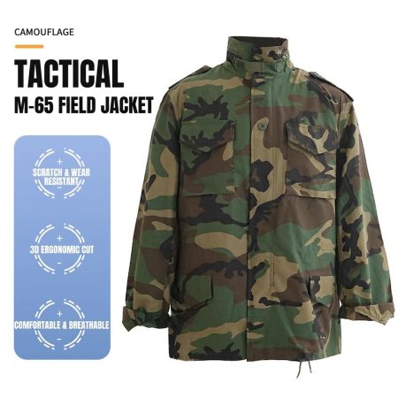 JK10 Men’s M65 Polyester-Cotton Camouflage Field Jacket – Windproof Mid-Length Tactical Outdoor Coat