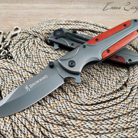 K21 Browning FA50 Semi-Automatic Tactical Folding Knife – Heavy-Duty Wood & Steel EDC Tool