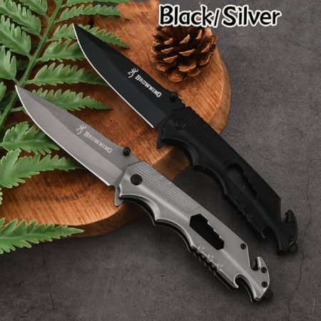 K37 Premium Browning 5-in-1 Tactical Folding Knife – 7CR15MOV Stainless Steel Survival Tool