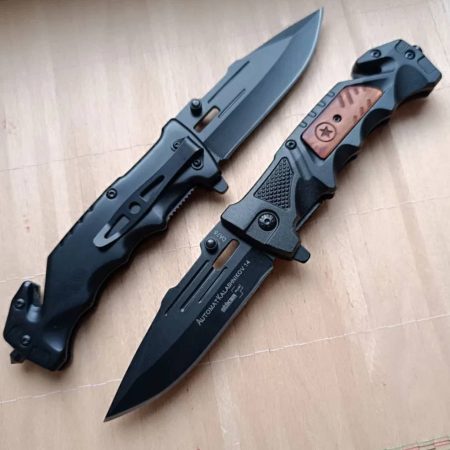 K39 Premium K39 Tactical Survival Folding Knife – 23cm Stainless Steel with Window Breaker & Cutter