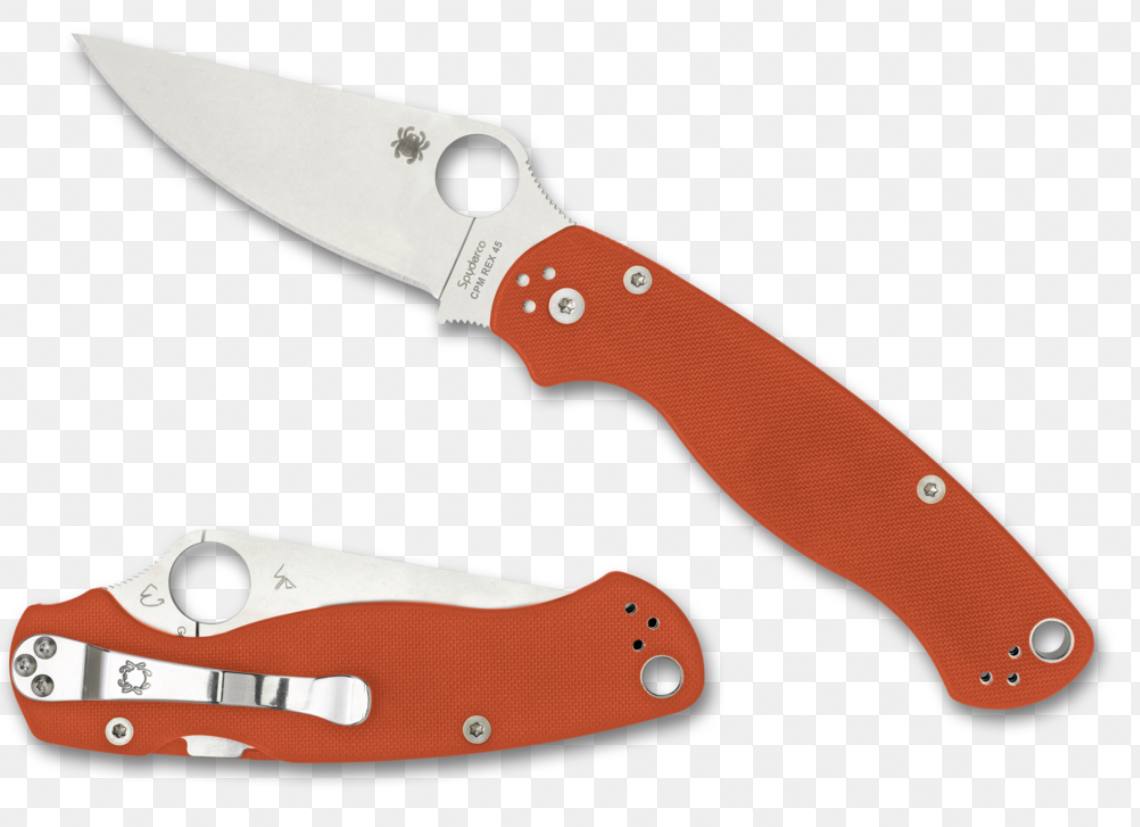 K52 Premium Limited Edition Spyderco Para 3 Folding Knife – CPM-REX 45 Steel & Burnt Orange G10