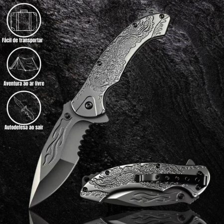 K54 Premium Handmade Embossed Folding Knife – High Hardness Tactical Steel Handle