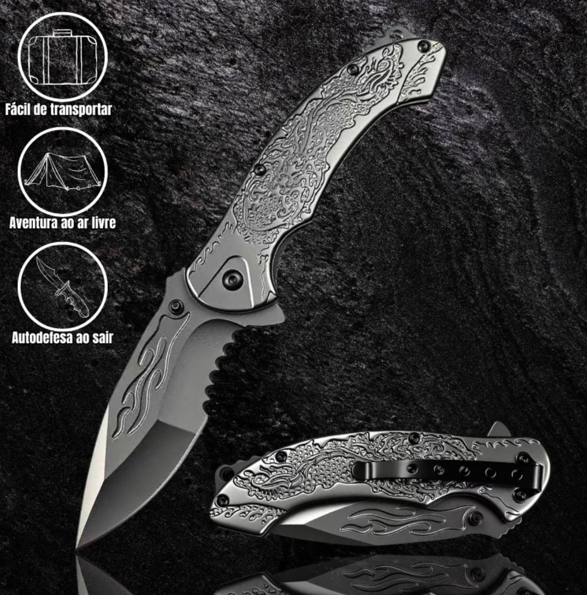 K54 Premium Handmade Embossed Folding Knife – High Hardness Tactical Steel Handle