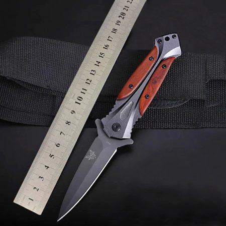 K92 Tactical DA27 Folding Knife – 58HRC Titanium-Plated Blade with Premium Red Sandalwood Handle