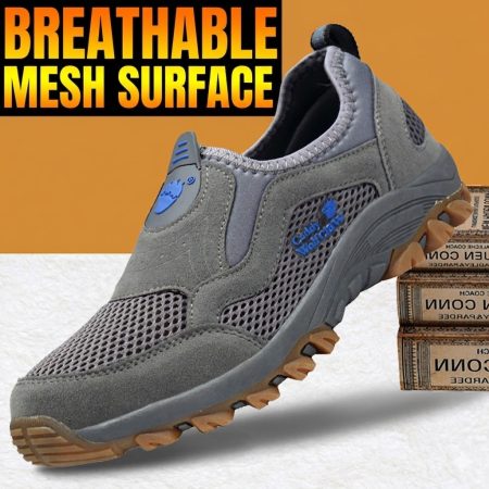 SH05 Men's Breathable Mesh Mountaineering Shoes – Non-Slip & Deodorant Casual Slip-On Shoes for Everyday Comfort