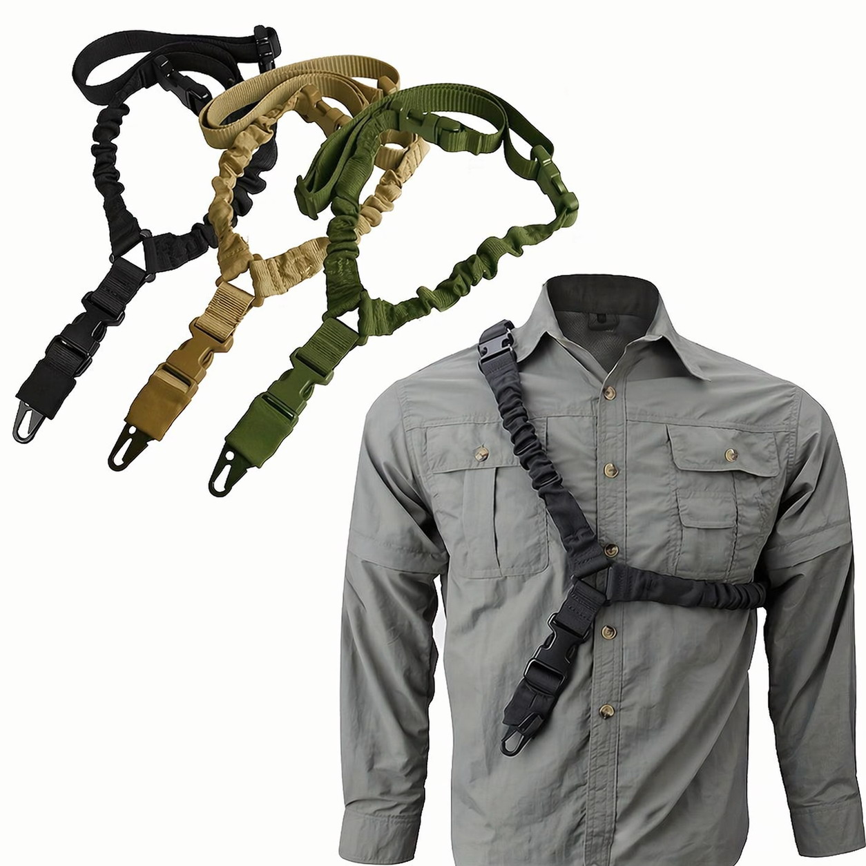 GS03 Single Point Tactical Bungee Sling - Adjustable Quick-Release Crossbody Strap