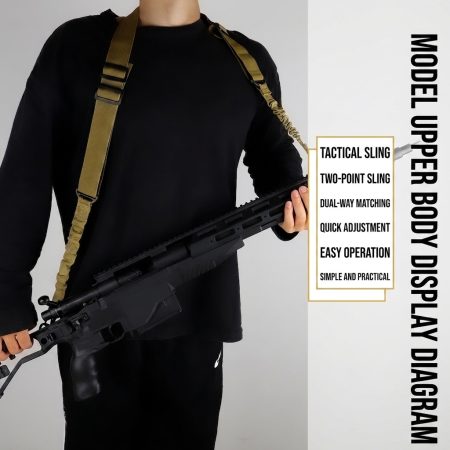 GS04 Tactical Two-Point Bungee Sling - Adjustable Nylon Strap with Zinc Alloy Hooks