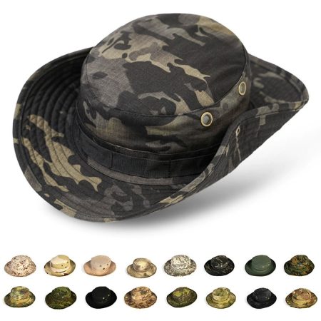H01 Tactical Camouflage Boonie Hat with Chin Strap