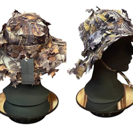 H07 3D Leafy Camouflage Wide Brim Boonie Hat with Chin Strap for Outdoor Hunting, Fishing & Camping