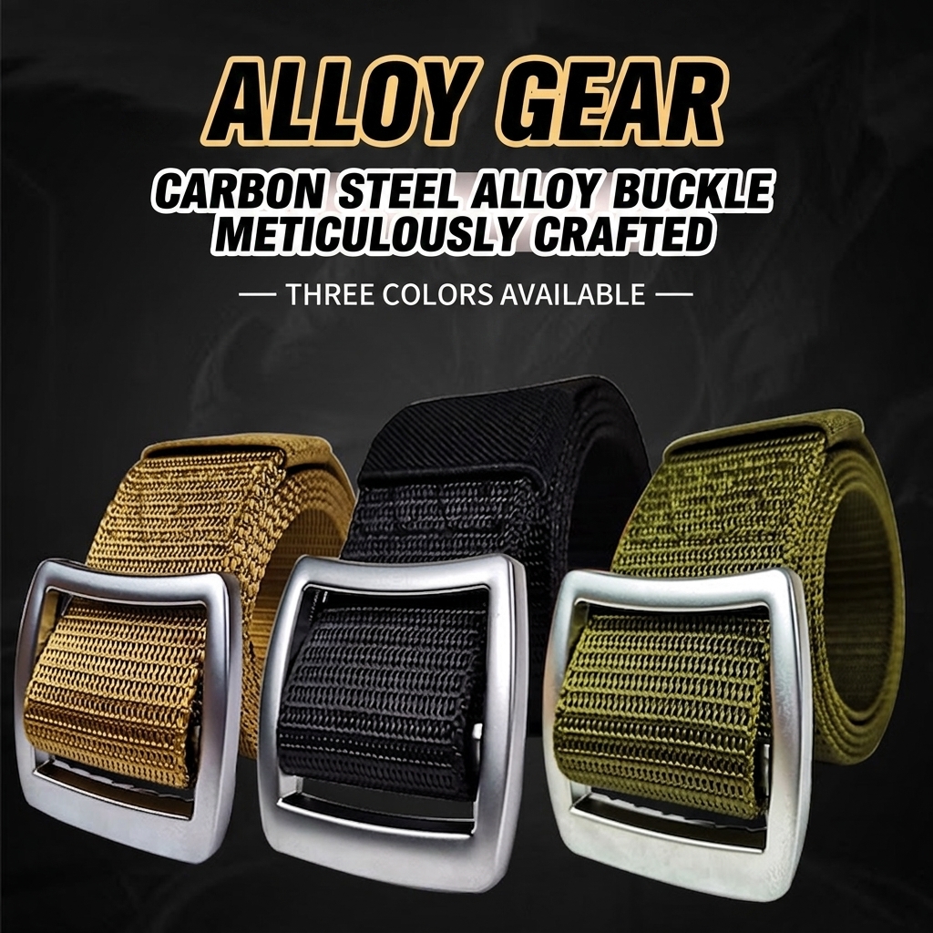 B10 Flat Buckle Nylon Tactical Belt for Outdoor, Jeans, and Everyday Wear