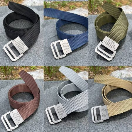 B11 Men’s Casual Canvas Belt with Double Ring Metal Buckle for Outdoor, Workwear and Daily Wear
