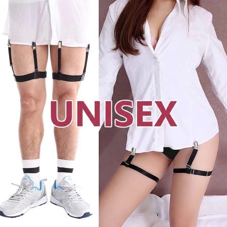 SS16 Adjustable Elastic Shirt Stays with Non-Slip Thigh Bands and Shirt Clips