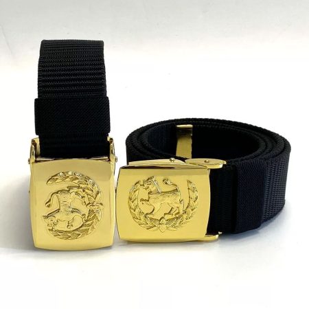 B29 Golden Lion Logo Canvas Belt – 1.5-Inch Black Casual Belt