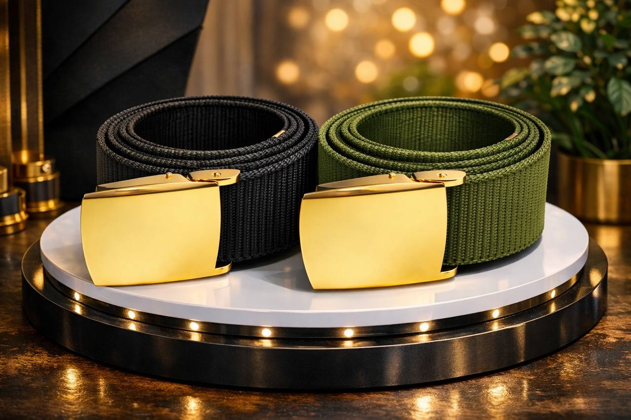 B28 Golden Alloy Buckle Nylon Canvas Web Belt