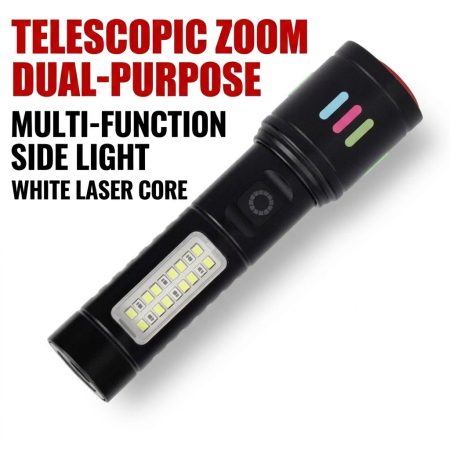 FL02 Rechargeable White Laser Long-Range Flashlight with COB Side Light