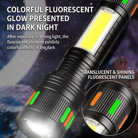 FL05 White Laser Fluorescent Rechargeable Flashlight with COB Side Light and Type-C Charging