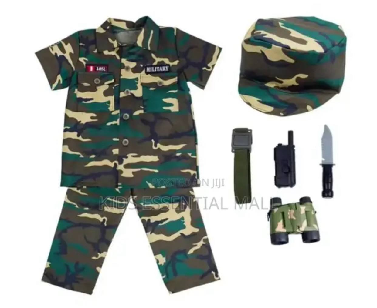 BB03 Kids Camouflage Costume Set with Shirt, Pants, Cap, Belt and Toy Accessories