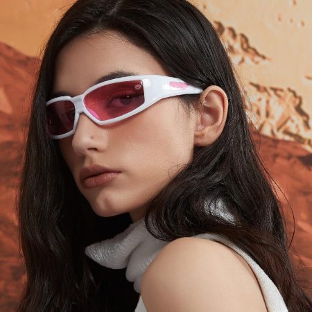 GL10 Futuristic Cyber Square Sunglasses with Reflective Frame and Tinted Lenses