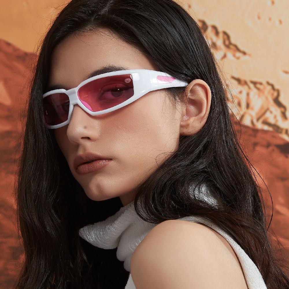 GL10 Futuristic Cyber Square Sunglasses with Reflective Frame and Tinted Lenses
